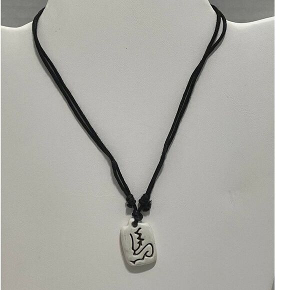 Chinese Astrology Porcelain Horse Necklace Black - Picture 2 of 10